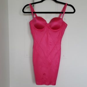 Hot pink bodycon dress/shaping slip, size 32B XS